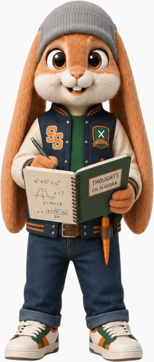 Bandit Bun holding his notebook and pencil