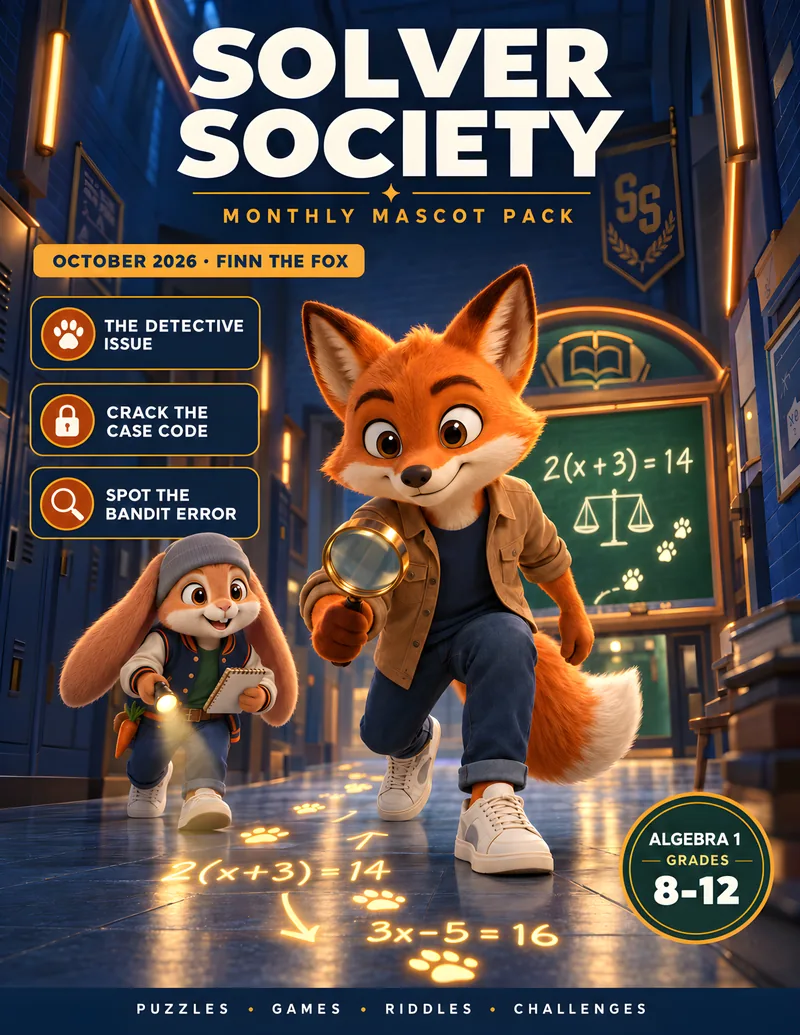 October 2026 Monthly Mascot Pack cover, The Detective Issue, featuring Finn the Fox